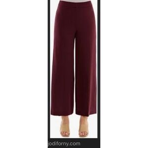 Nanette Lepore Burgundy Wide Leg Trousers Dress Pants Size 6 RN 103715